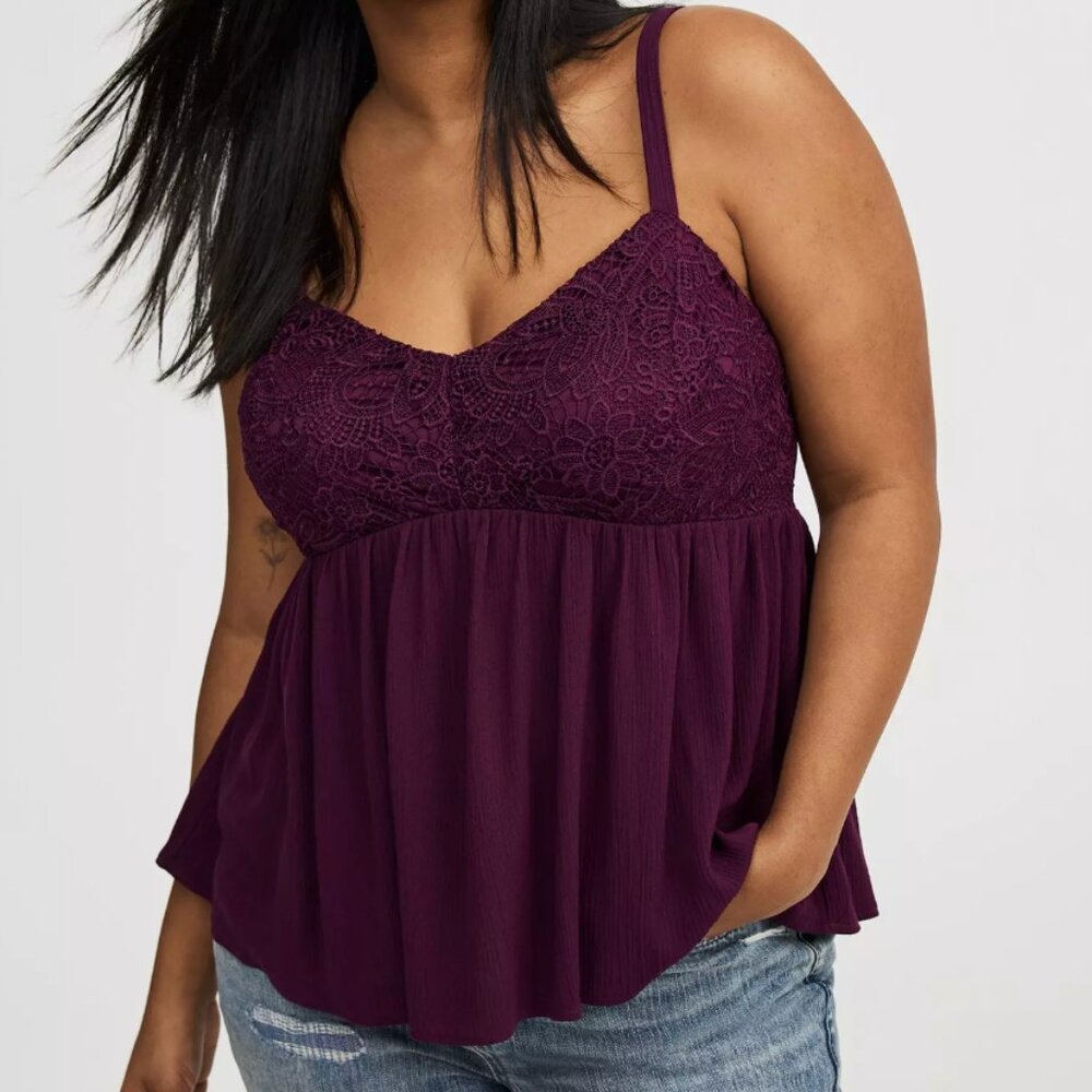 Torrid Babydoll Cami Winter Bloom Purple 00